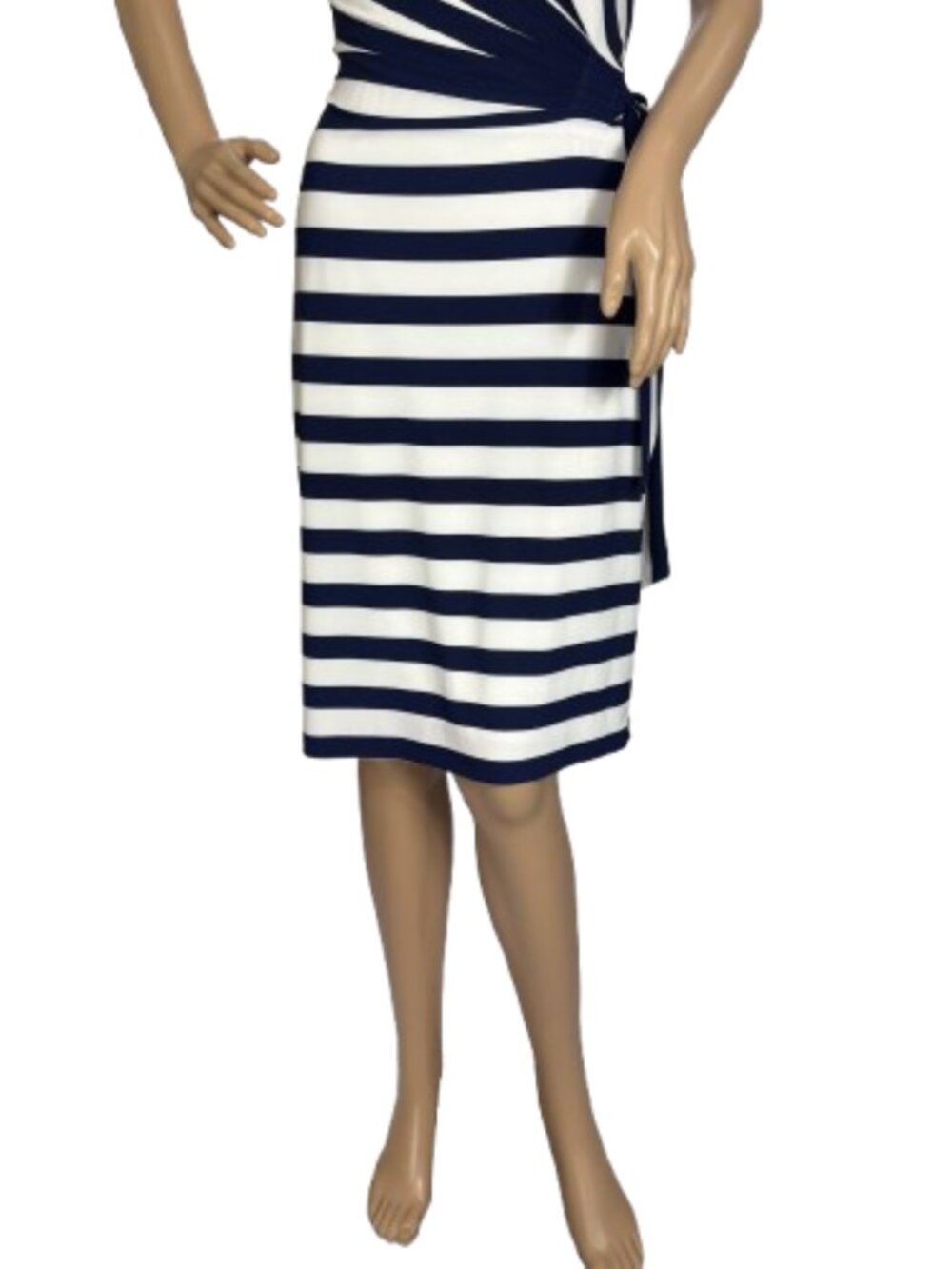 Lauren Ralph Lauren Nautical Stripe Draped Faux Wrap Dress - Picture 4 of 8